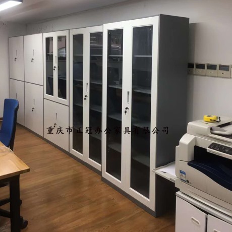 薄边灰白办公玻璃柜凭证柜图片